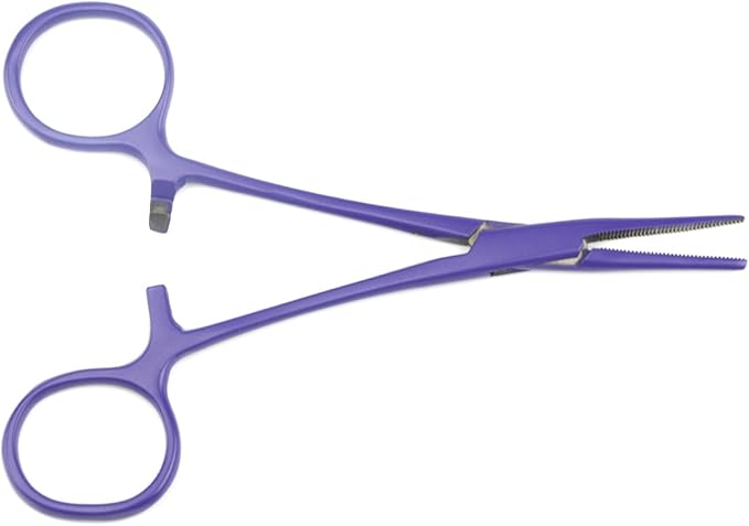 LILYS PET Pet Colourful Stainless Steel Hemostat Hemostatic Forcep,Pet Ear Hair Pull Forcep,Bend head and Straight head kit (Purple, 14cm)