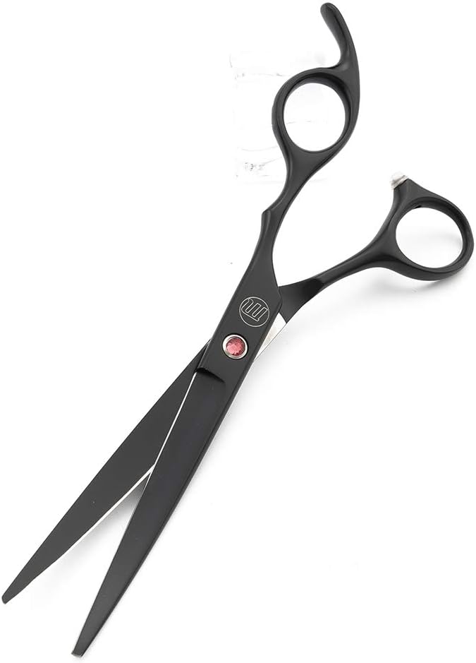 Moontay Professional 7.0" Dog Grooming Scissors Set, 4-pieces Straight, Upward Curved, Downward Curved, Thinning/Blending Shears for Dog, Cat and Pets, JP Stainless Steel, Black