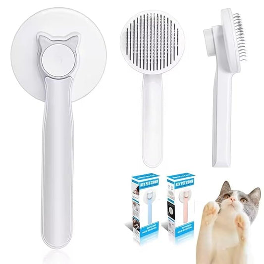 Versatile Pet Grooming Brush - Gently Removes Loose Undercoat, Suitable for Cats and Dogs, Ideal for Massage (Gray)