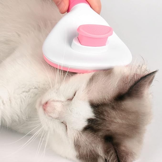 Self-Cleaning Slicker Brush Comb - Best Pet Cat Dog Grooming Long Short Hair - Shedding Loose Undercoat Tangled Haired Removes Tool - Pink