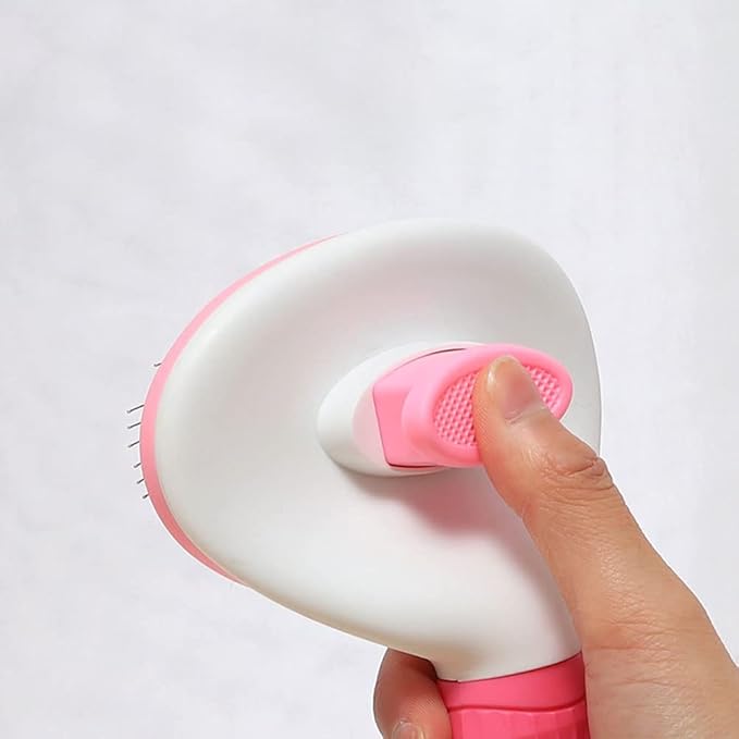 Self-Cleaning Slicker Brush Comb - Best Pet Cat Dog Grooming Long Short Hair - Shedding Loose Undercoat Tangled Haired Removes Tool - Pink