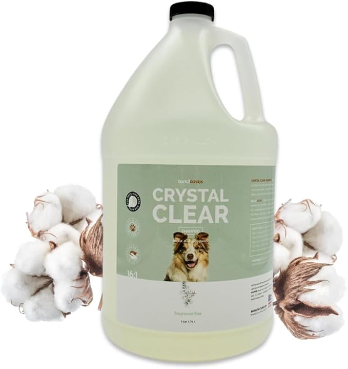 Bark2Basics Crystal Clear Dog Shampoo, 1 Gallon | All Natural Ingredients, Gentle Clean, Fragrance and Color Free | Crafted with a Unique Herbal Blend