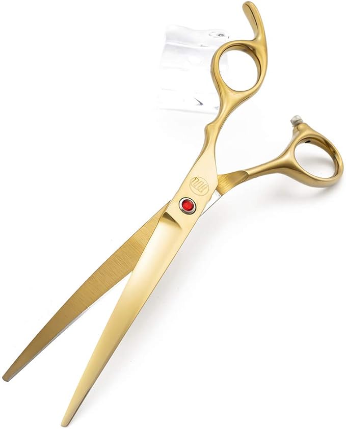 Moontay Professional 7.0" Dog Grooming Scissors Set, 4-pieces Straight, Upward Curved, Downward Curved, Thinning/Blending Shears for Dog, Cat and Pets, JP Stainless Steel, Gold