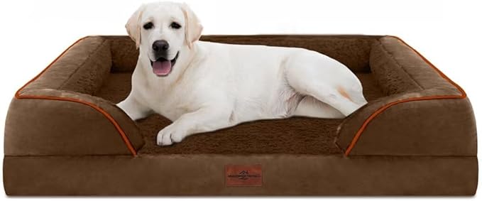 Orthopedic Jumbo Dog Bed for Extra Large Dogs, Jumbo Breed Waterproof Dog Bed, PV Washable Dog Sofa Bed with Removable Cover & Non-Slip Bottom(Jumbo,Chocolate Brown)