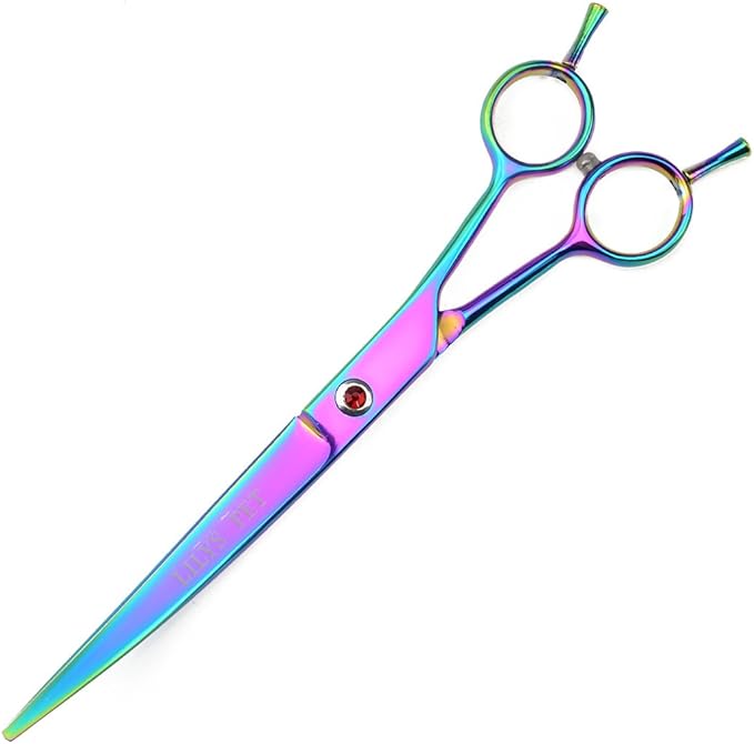 LILYS PET Professional PET Grooming Scissors Kit,Coated Titanium,Sharp and Strong Stainless Steel Blade for Dogs Cats Hair Cutting,3 Pieces of Scissors with a Comb and a Case (7.5 inches, Rainbow)