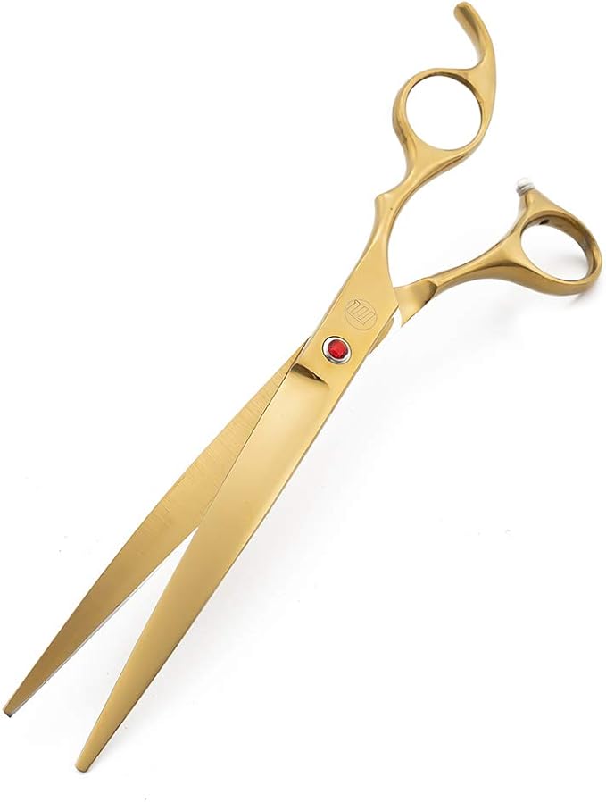 Moontay Professional 8.0" Dog Grooming Scissors Set, 4-pieces Straight, Upward Curved, Downward Curved, Thinning/Blending Shears for Dog, Cat and Pets, JP Stainless Steel, Gold