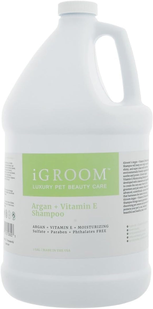 iGroom Argan+Vitamin E Dog Shampoo, Groom Like a Professional, Enhanced Cleaning Power, Recommended pH Balance, Made in USA, Gallon