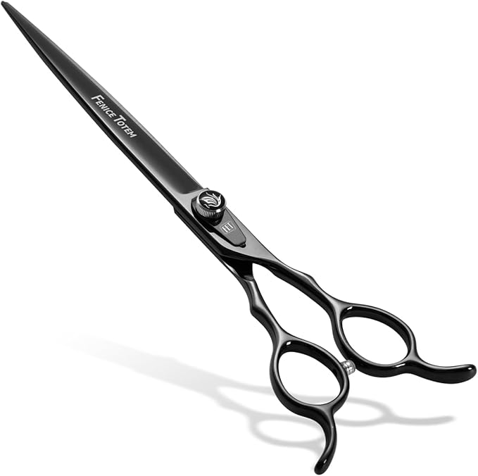 Dog Grooming Scissors: 7.5 inch Bright Black Pet Chunker Shears Made Of Japanese 440C Advanced Stainless Steel Professional Grooming Scissors for Dogs Cats and Other Pets