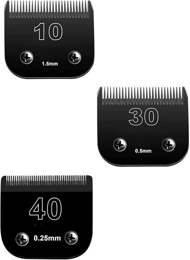 Detachable Pet Dog Clipper Blades,Compatible with Oster A5, Wahl KM Series Clippers,Made of Ceramic,Black,3PACK (103040)