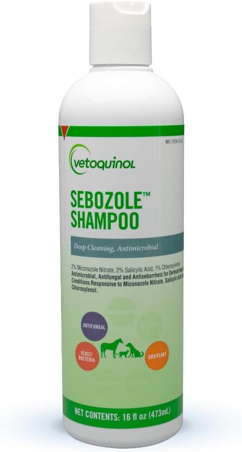 Vetoquinol Sebozole Pet Shampoo with Miconazole Nitrate 2% and Chloroxylenol 1%, 16oz