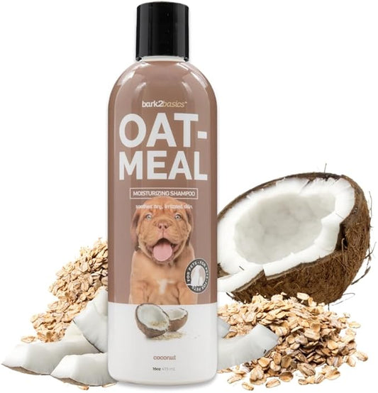 Bark2Basics Oatmeal Dog Shampoo, 16 oz - Natural Colloidal Oatmeal, Natural Ingredients, Calms Dry Itchy Irritated Skin, Moisturizes and Soothes the Skin and Coat, Professional Grade
