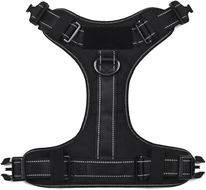 Large Dog Black Tactical Harness Vest with Leash Set, No Pull Harness with Handle, Heavy Duty Harnesss and Leash Combo, Winter Harness Vest,Safety reflectors
