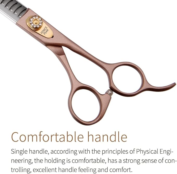 Fenice Peak 7.5‘’ Professional Dog Grooming Scissors Set Rose Gold 440C Stainless Steel Straight Thinning Curved Chunker Shears 4pcs Set for Pet Grooming Services Dogs and Cats
