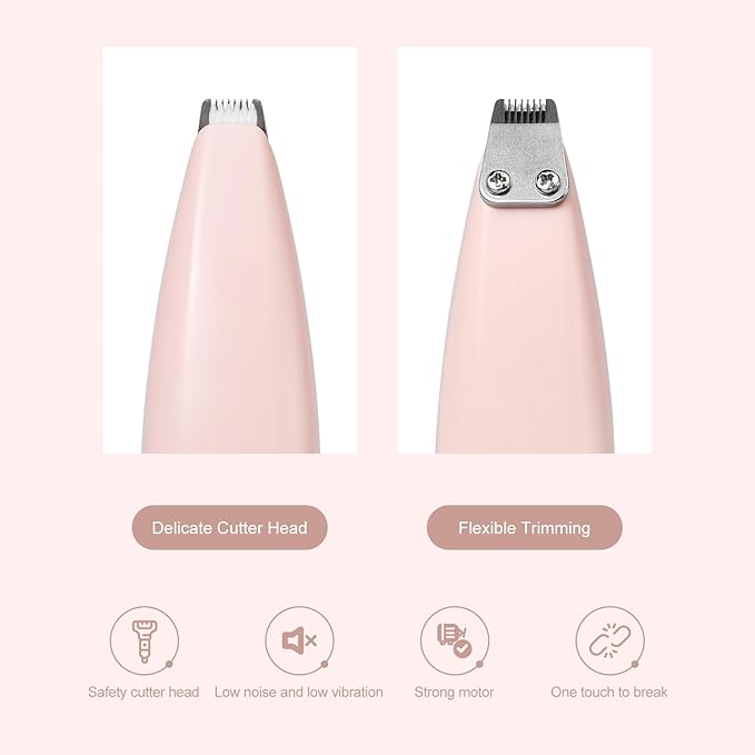 Dog Clippers for Grooming, Dog Paw Trimmer, Pet Paw Trimmer, Mini Trimmer for Dogs, Rechargeable, Low Noise for Trimming Dog Cat Hair Around Paws, Eyes, Ears, Face, Rump (Pink)
