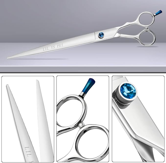 LILYS PET HIGH-END SERIES 7" or 8" or 9" or 10" Japanese 440C Stainless steel Professional Pet Grooming Cutting Scissors With Beautiful Blue Screw (10")