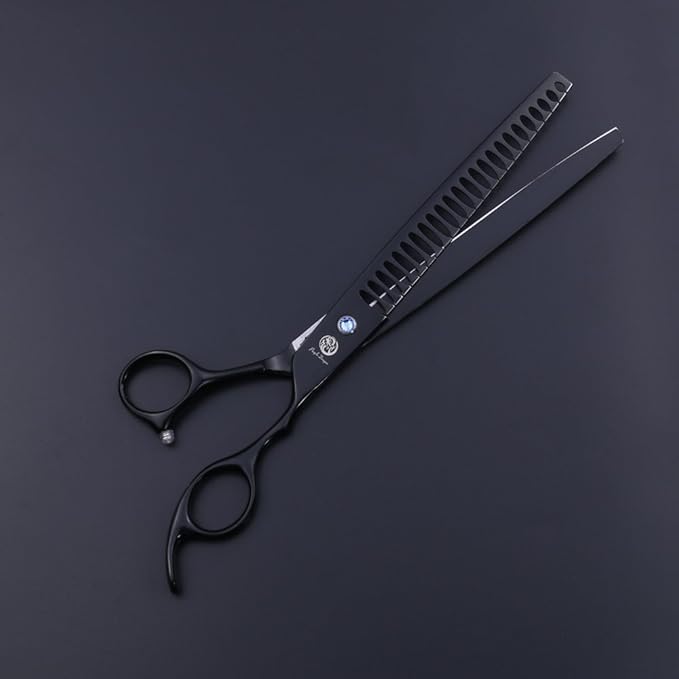 Purple Dragon 8.0 inch Professional Dog Grooming Hair Cutting Scissor &Curved Scissor&Chunker Shear Kit with Bag - for Pet Groomer or Family DIY Pet Use