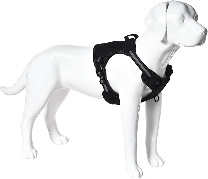 Amazon Basics No Pull Dog Harness, Adjustable Front Clip, Tactical Vest, Large, Black