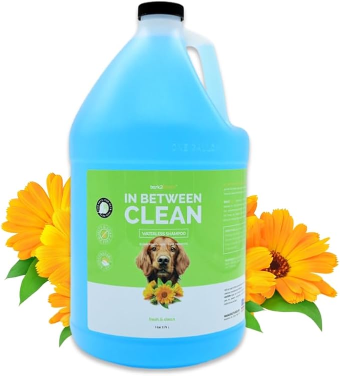 Bark2Basics in Between Clean Waterless Dog Shampoo, 1 Gallon | All Natural Ingredients, Unique Formula Cleans and Freshens, Great for Spot Removal and Touch Ups, Fresh and Clean Scent