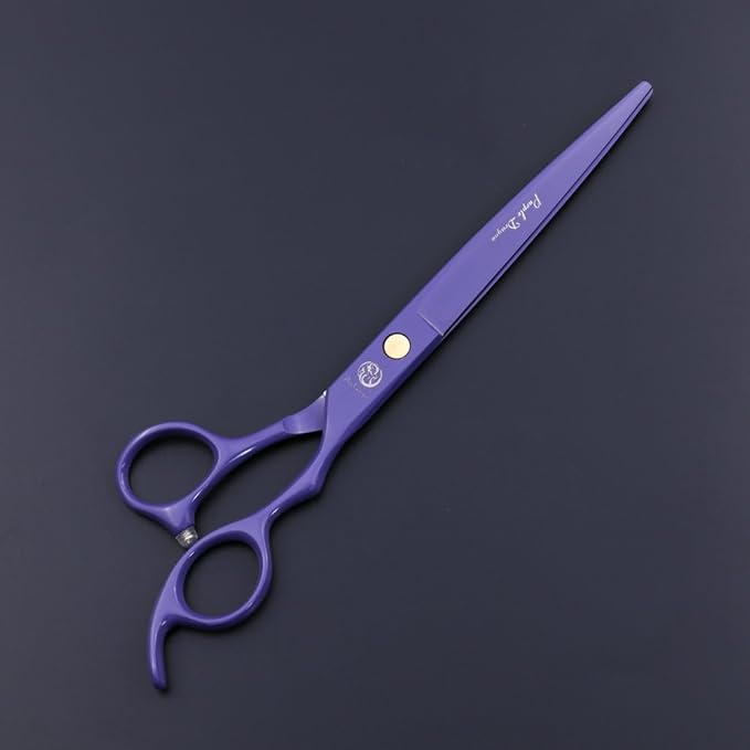 Purple Dragon 7.0 inch Professional Dog Grooming Hair Cutting Scissor &Curved Scissor&Chunker Shear Kit with Bag - for Pet Groomer or Family DIY Pet Use