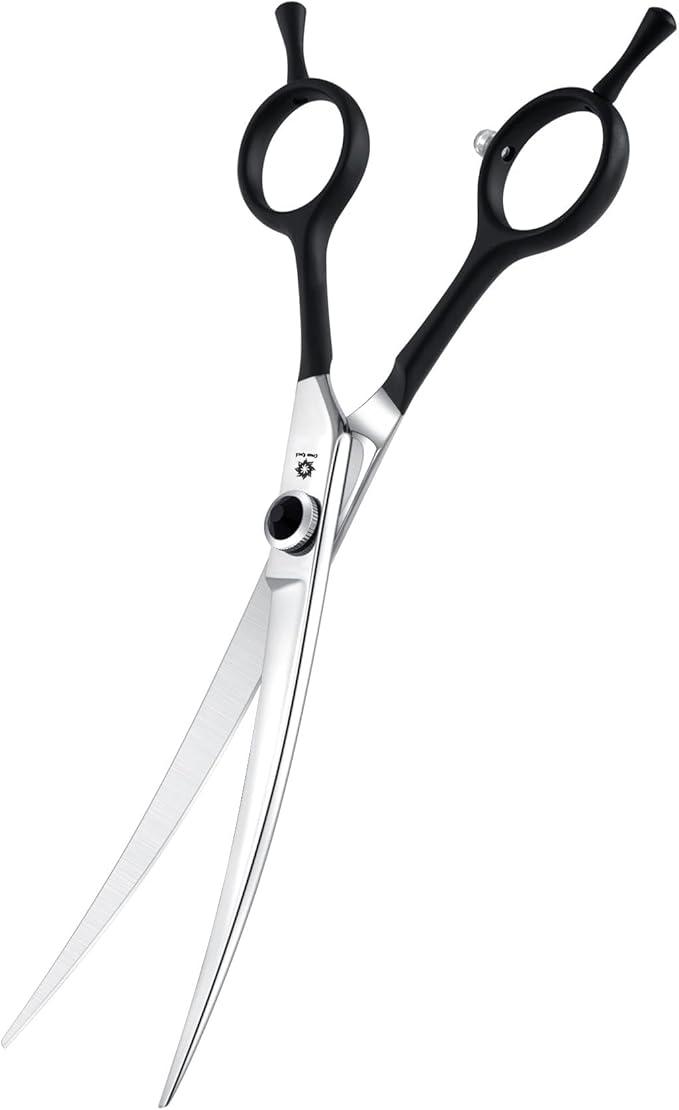 Dream Reach 7" Downward Curved Dog Grooming Scissors for Trimming Face and Paws, Safety Cutting Shears for Pet Dogs and Cats, Professional Pet Grooming Scissors Black