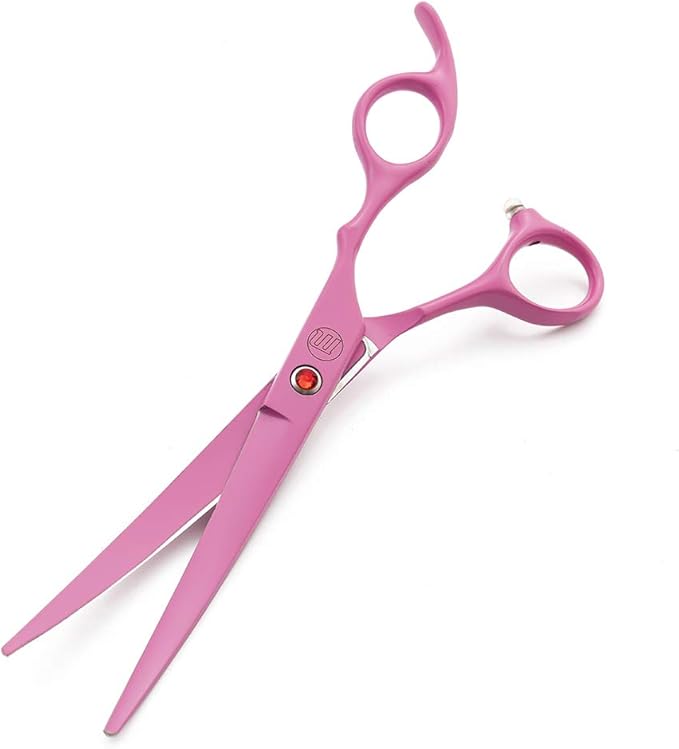 Moontay Professional 7.0" Dog Grooming Scissors Set, 4-pieces Straight, Upward Curved, Downward Curved, Thinning/Blending Shears for Dog, Cat and Pets, JP Stainless Steel, Pink