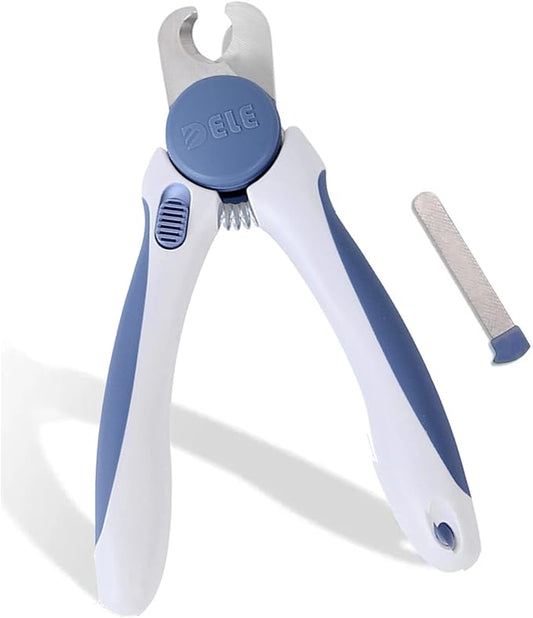 Pet Nail Clipper - Pet Grooming Tool for Nail Clipping and Trimming - Suitable for Dogs and Cats, Equipped with a Safety Guard and Razor Sharp Blade for Precision - plus a Bonus Free Nail File (Blue)