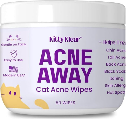 Cat Chin Acne Wipes, Feline Acne Treatment (50 Wipes), Pink