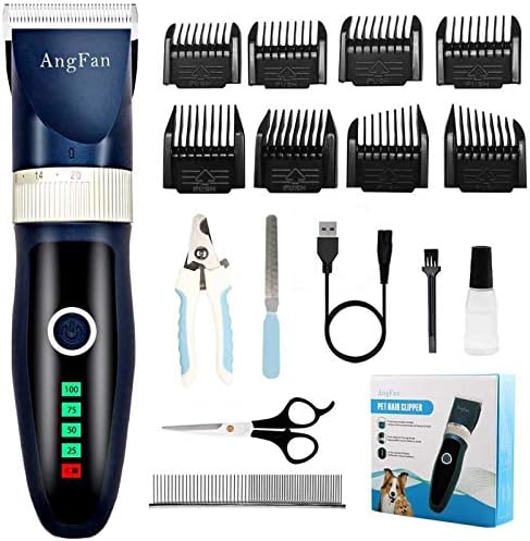 Dog Clippers for Grooming, 16pcs Dog Grooming Kit for Small & Large Dogs, Professional Cordless Dog Hair Clippers with Low Noise, Rechargeable Pet Grooming Tools for Cats & Dogs