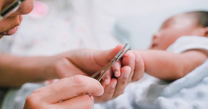 Baby Nail Scissors with Rounded Probe. Trimming shears also used for Manicure Pedicure Fingernails Toenails Nose Eyebrows Eyelashes Ear Moustache for Men & Women. Good for Dogs Pets & Cats as well.