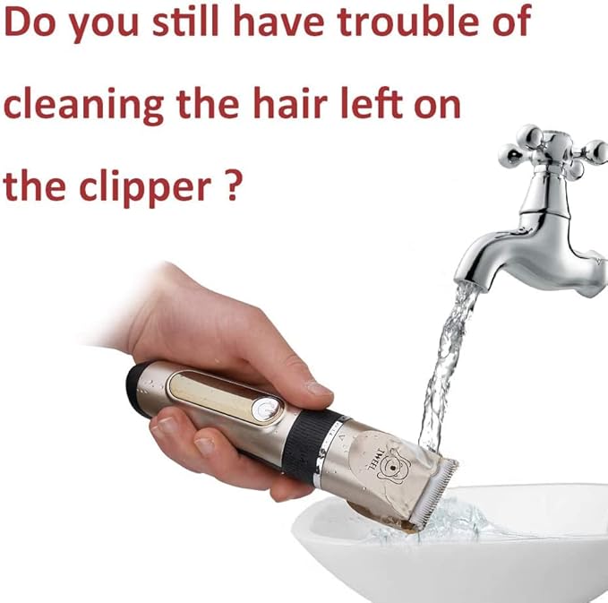 Dog Clippers, 2-Speed Professional Rechargeable Cordless Cat Shaver and Low Noise Water Proof Electric Dog Trimmer Pet Grooming Kit Animal Hair Clippers Tool with Scissors Combs