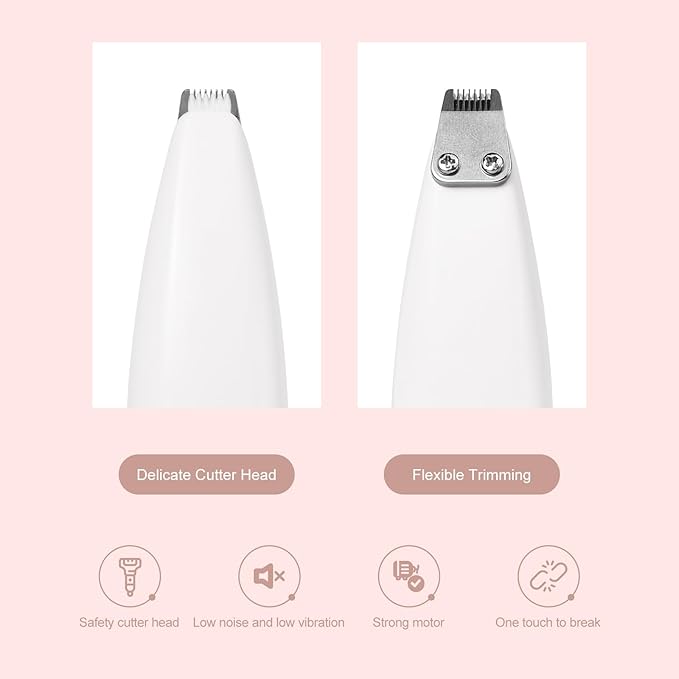 Dog Clippers for Grooming, Dog Paw Trimmer, Pet Paw Trimmer, Mini Trimmer for Dogs, Rechargeable, Low Noise for Trimming Dog Cat Hair Around Paws, Eyes, Ears, Face, Rump (White)