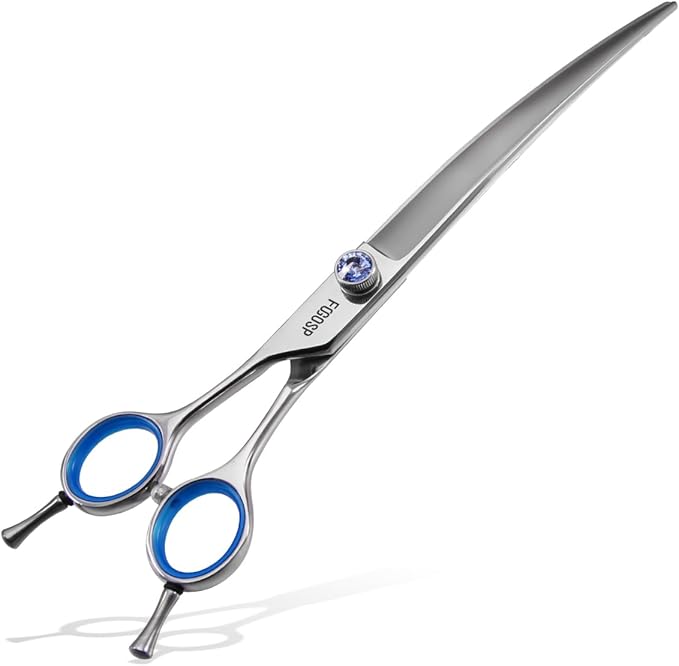 Left Handed Curved Dog Grooming Scissors 7.5 Inch Professional Shears for Poodle Large Pet 30 Degree Japanese 440C Super Sharp