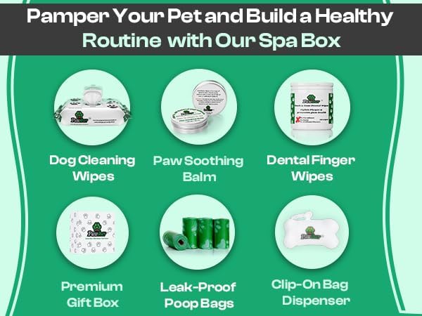 Puppy Essentials Kit | Dog Wipes for Cleaning & Deodorizing | Paw & Nose Balm | Teeth Cleaning Wipes | Poop Bags | Dog Grooming Supplies for in Between Baths