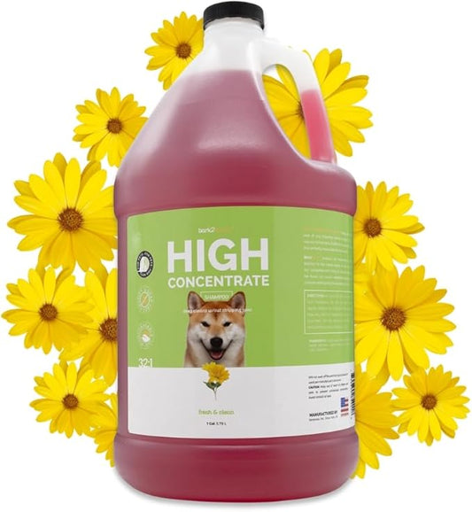Bark2Basics High Concentrate Dog Shampoo, 1 Gallon - All Natural Ingredients, Deep Cleaning, 32:1 Concentration, Fresh Scent, Moisturizing, Super Concentrated