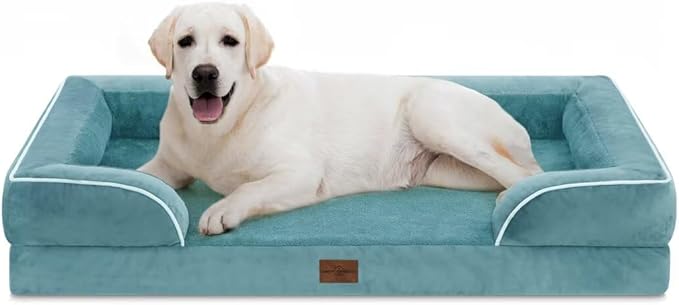 Jumbo Breed Dog Bed, Jumbo Orthopedic Dog Bed for Extra Large Dogs, Waterproof Dog Bed, PV Washable Dog Sofa Bed with Removable Cover & Non-Slip Bottom(Jumbo,Washed Blue)