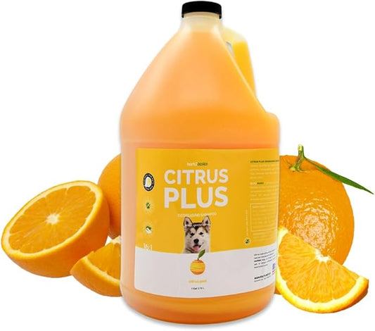 Bark2Basics Citrus Plus Dog Shampoo, 1 Gallon | d-Limonene, All Natural, Cuts Through Dirt and Grease, Professional, Compliments Flea and Tick Regimen