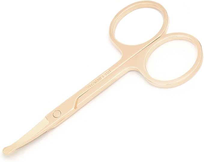 3.5 Inch Silent Pet Grooming Tiny Safety Scissors for Cats & Dogs - Quiet Alternative to Electric Clippers for Sensitive Pets (Silver/Golden/Rose Gold-Curved)