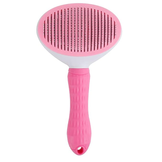 Self-Cleaning Slicker Brush Comb - Best Pet Cat Dog Grooming Long Short Hair - Shedding Loose Undercoat Tangled Haired Removes Tool - Pink