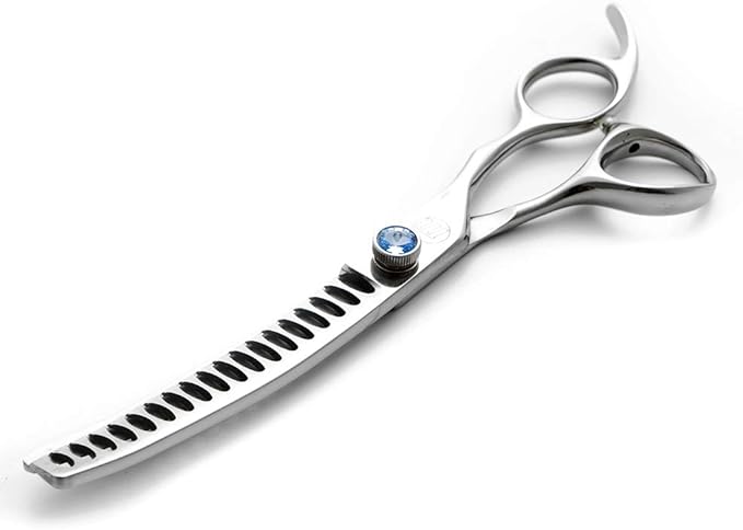 Professional 7.0" Dog Grooming Chunkers Scissors, Upward Curved Pets Grooming Thinning/Blending Shears - Japan 440C Stainless Steel for Pet Groomers or Family DIY Use 18 Teeth