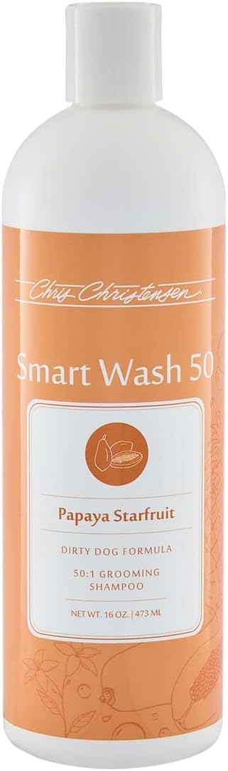 Chris Christensen Smartwash50 Papaya Starfruit Ultra Concentrated Dog Shampoo, Makes Up to 50 Bottles, Groom Like A Professional, Delightfully Fragranced, Suitable for All Coats, Made in USA, 16 Oz