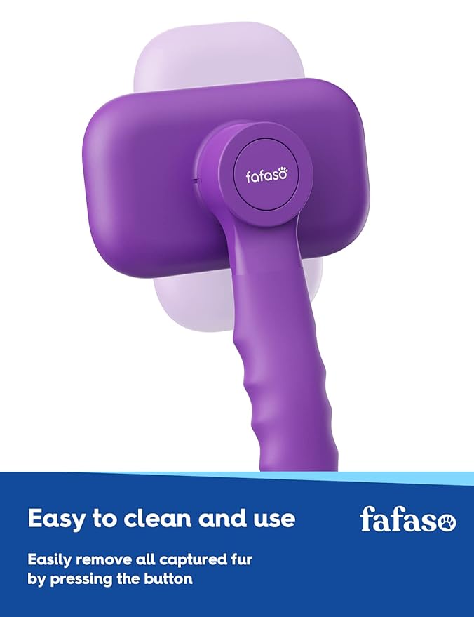 Pet Grooming Brush - Versatile for Bathing, Grooming, and Massaging Short and Long Hair Dogs, Cats, Rabbits (Purple)