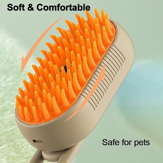 Pet Grooming Steam Brush for Dogs and Cats, Rechargeable Pet Hair Brush, Soft and Comfortable Bathing Brush for Shedding and Cleaning, Suitable for Long/Short Hair (Olive)