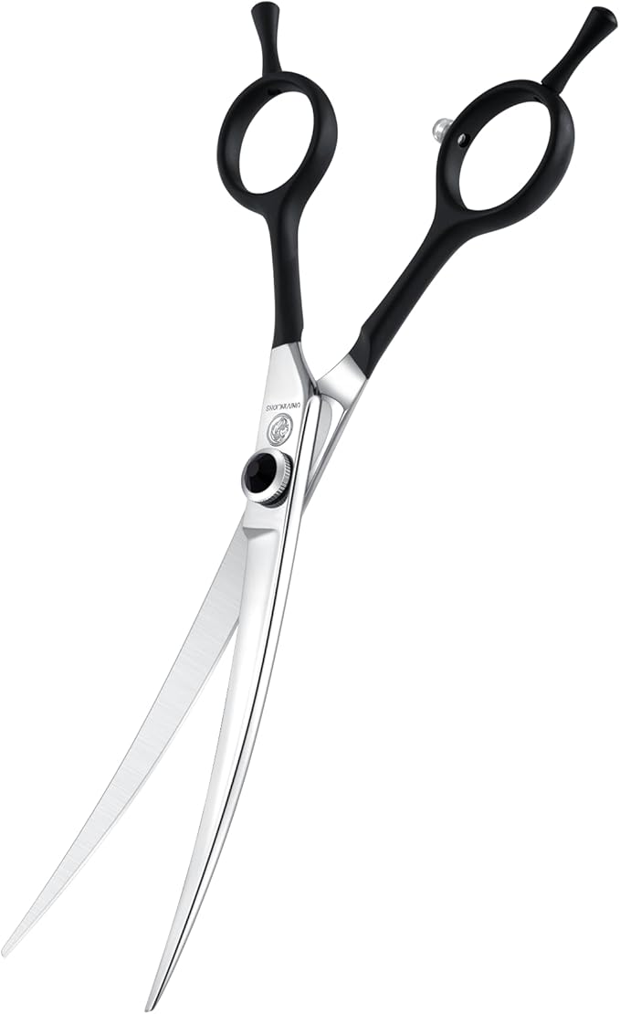 Dragon Creek 7" Upward Curved Dog Grooming Scissors - Safety Shears for Face & Paws Trimming - Black