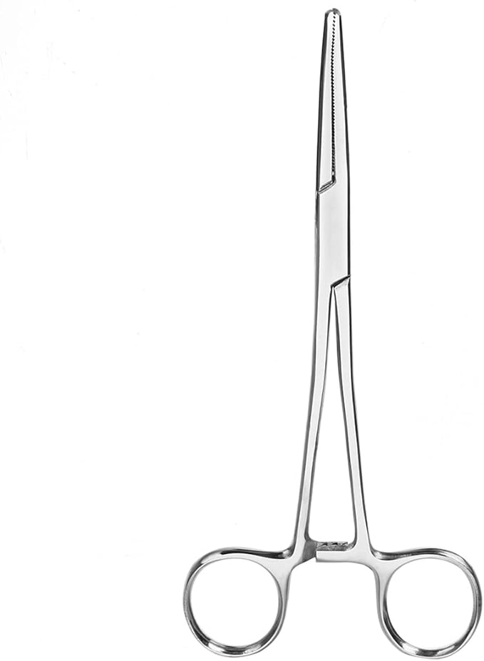 Forceps, Stainless Steel Dog Cat Pet Scissors Ear Hair Clamp Fishing Scissors Tools (12.5CM straight)