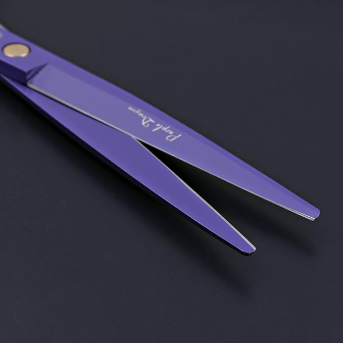 Purple Dragon 7.0 inch Professional Dog Grooming Hair Cutting Scissor &Curved Scissor&Chunker Shear Kit with Bag - for Pet Groomer or Family DIY Pet Use