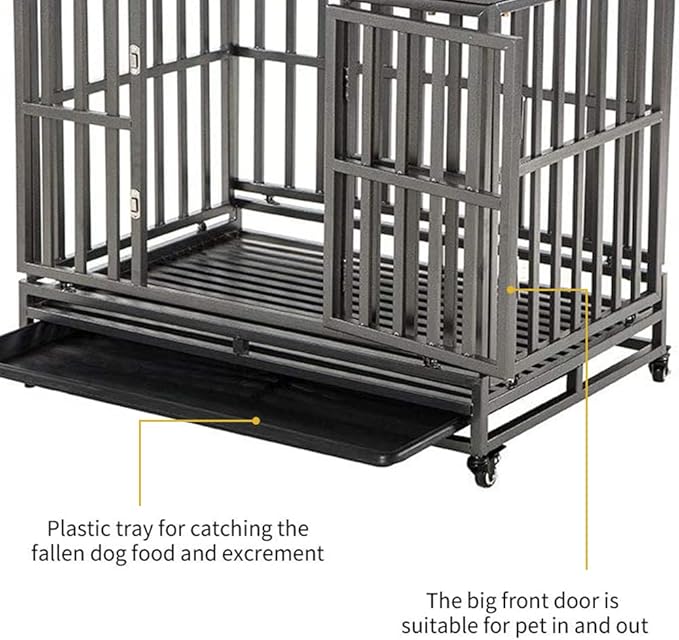 LUCKUP 38 Inch Heavy Duty Dog Cage Metal Kennel and Crate for Large Dogs,Easy to Assemble Pet Playpen with Four Wheels,Black … …