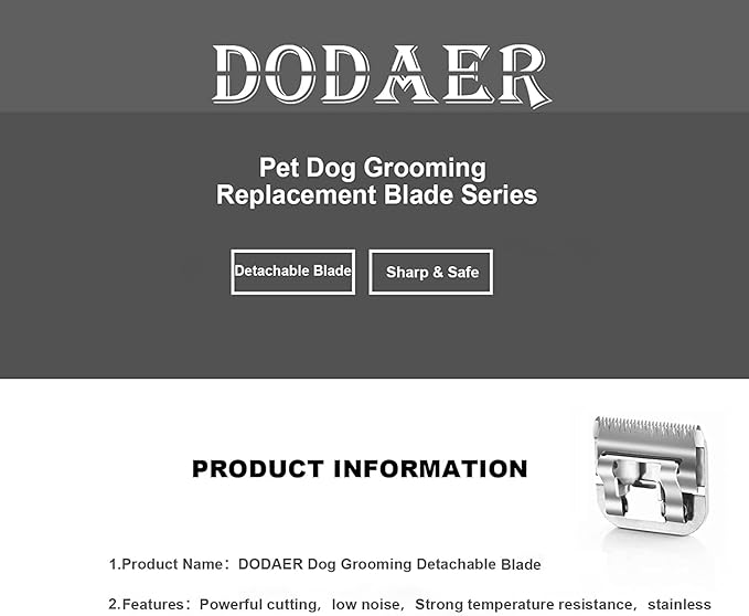 Detachable Pet Dog Grooming Blades of Stainless Steel,Compatible with Andis,Oster-A5,Wahl KM10 Series,Size 10/7F/5F/4F/3F, 5 Count