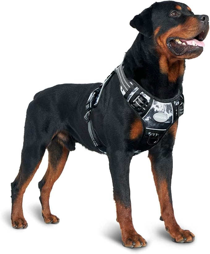 AUROTH Tactical Dog Harness for Small Medium Large Dogs No Pull Adjustable Pet Harness Reflective K9 Working Training Easy Control Pet Vest Military Service Dog Harnesses (S, Black Ink)