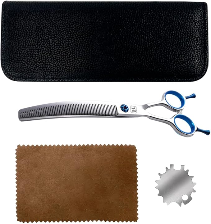 Dog Grooming Scissors: Left Handed 7 inch Pet Shears Made Of Japanese 440C Advanced Stainless Steel Professional Grooming Scissors for Dogs Cats and Other Pets