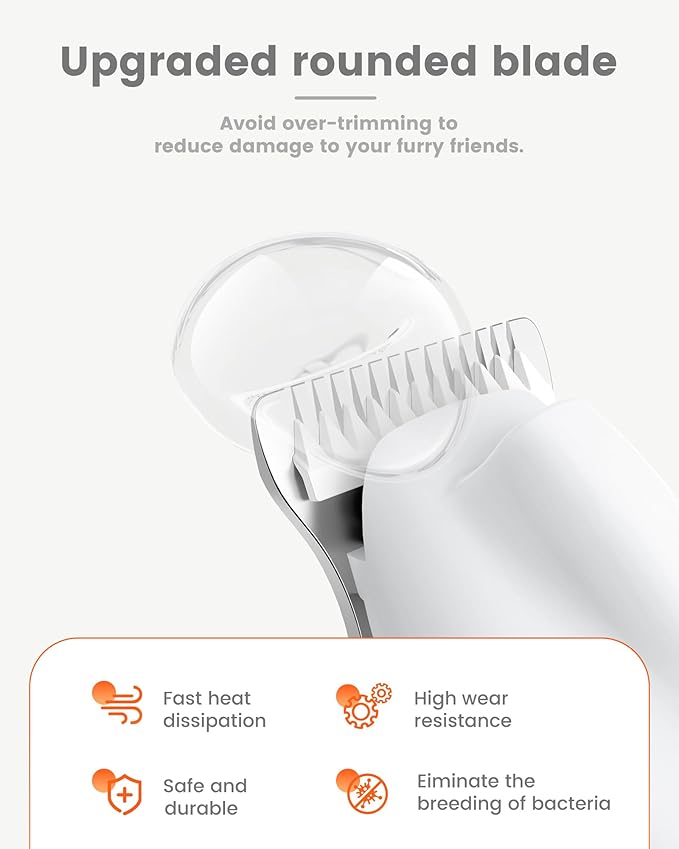 Dog Paw Trimmer with LED Light, Ultra-Low Noise Paw Trimmer for Dogs, Cordless Dog Clippers for Grooming with LED Display, Type-C Rechargeable Pet Clippers for Pads, Ears, Eyes, Face, Rump